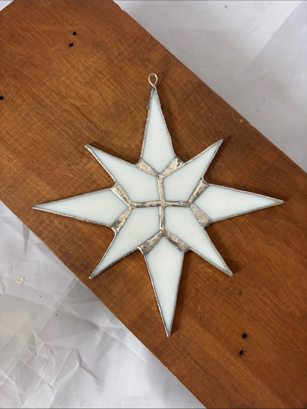 White Star Stained Glass Holiday Ornament or Window Decor - Unbranded